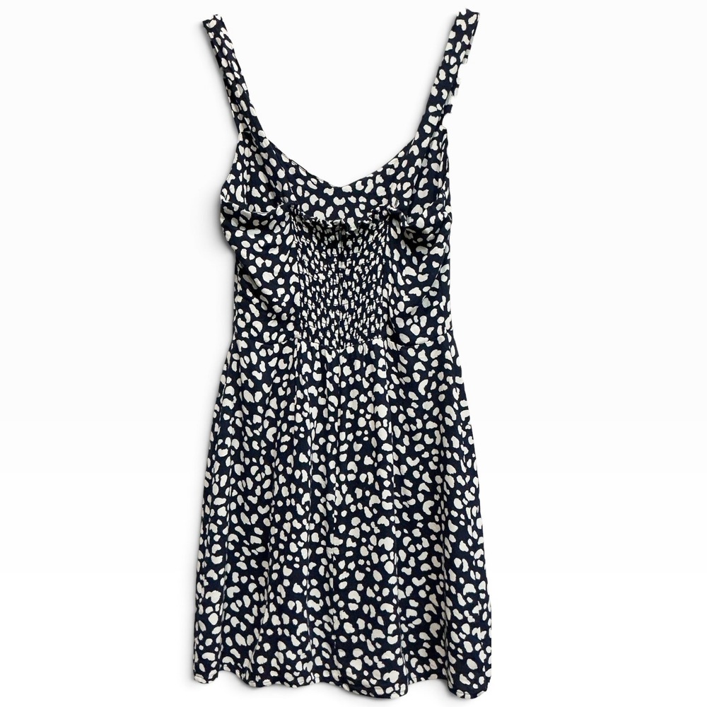 REFORMATION Humphrey Dress Navy White Abstract Animal Print Mini Sweetheart 4 S - Picture 5 of 7